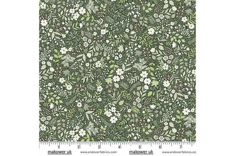 Foxwood by Makower UK - Wildflower Green 100% Cotton 
