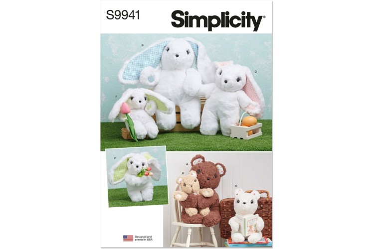 Simplicity S9941 Plush Bears and Bunnies in Three Sizes